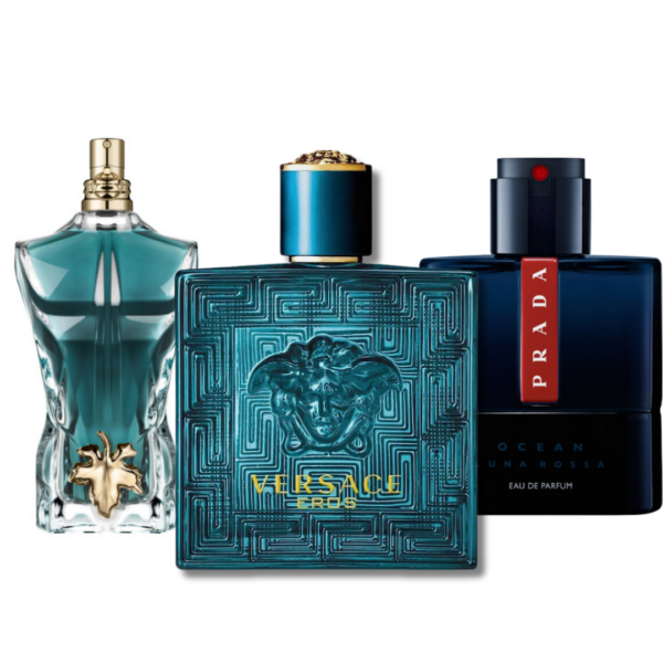 Bundle of 3 Fragrances Prada Luna Rossa, Versace Eros, Le Beau (Eau de Parfum)